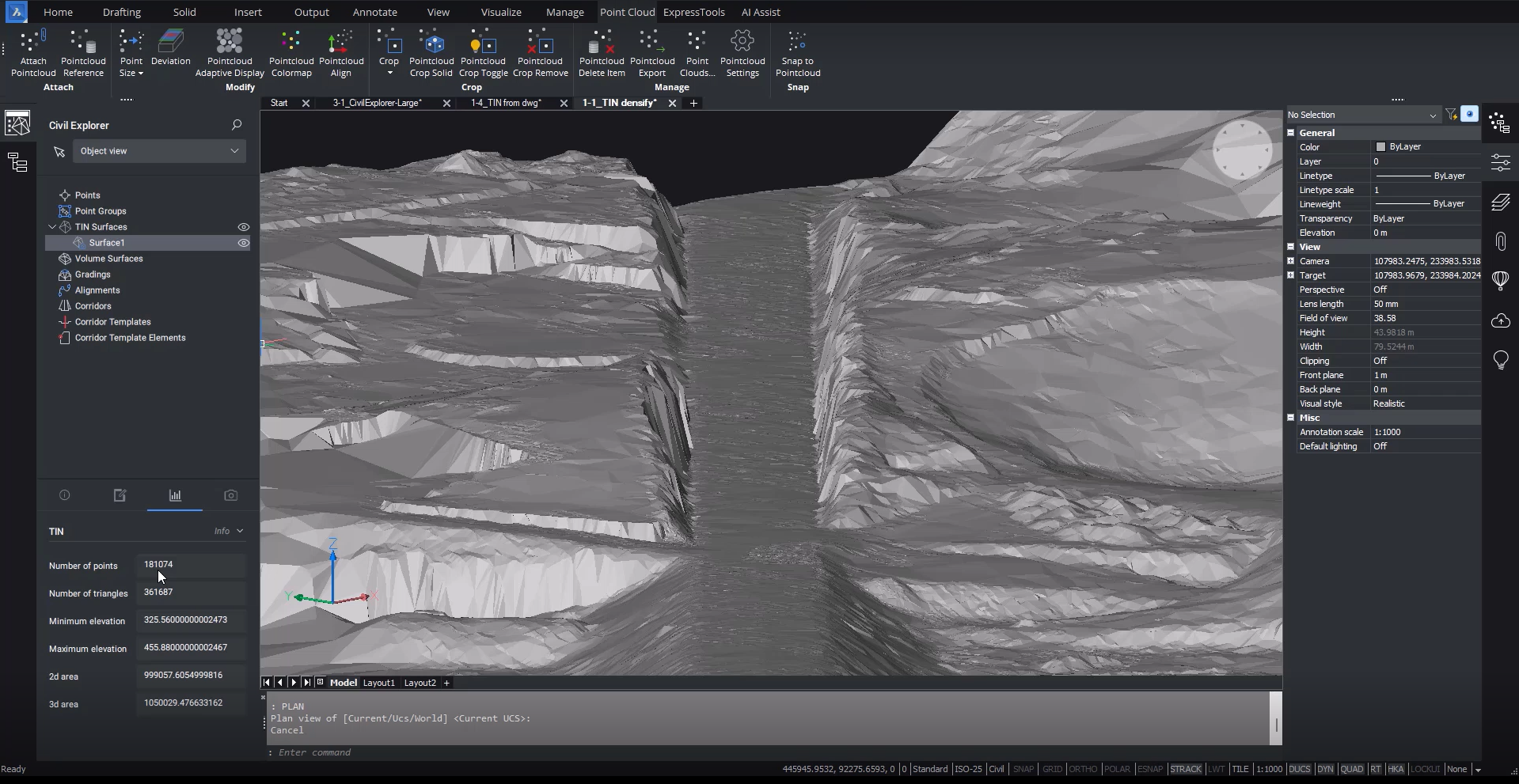 Screenshot - PointCloud to TIN 1 SurveyTools PointCloud